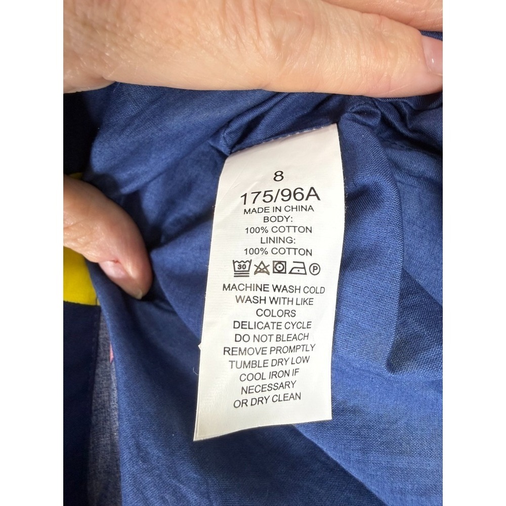 Kate Spade Lemon Zest Blaire Dress Size 8 Navy Lemon Print Smocked Twee Cotton - Picture 10 of 11